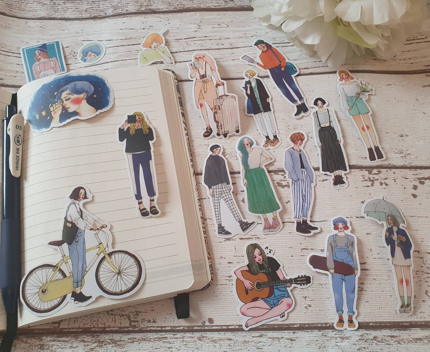 Woman, girls paper stickers set - Perfect for journal, scrapbook decoration