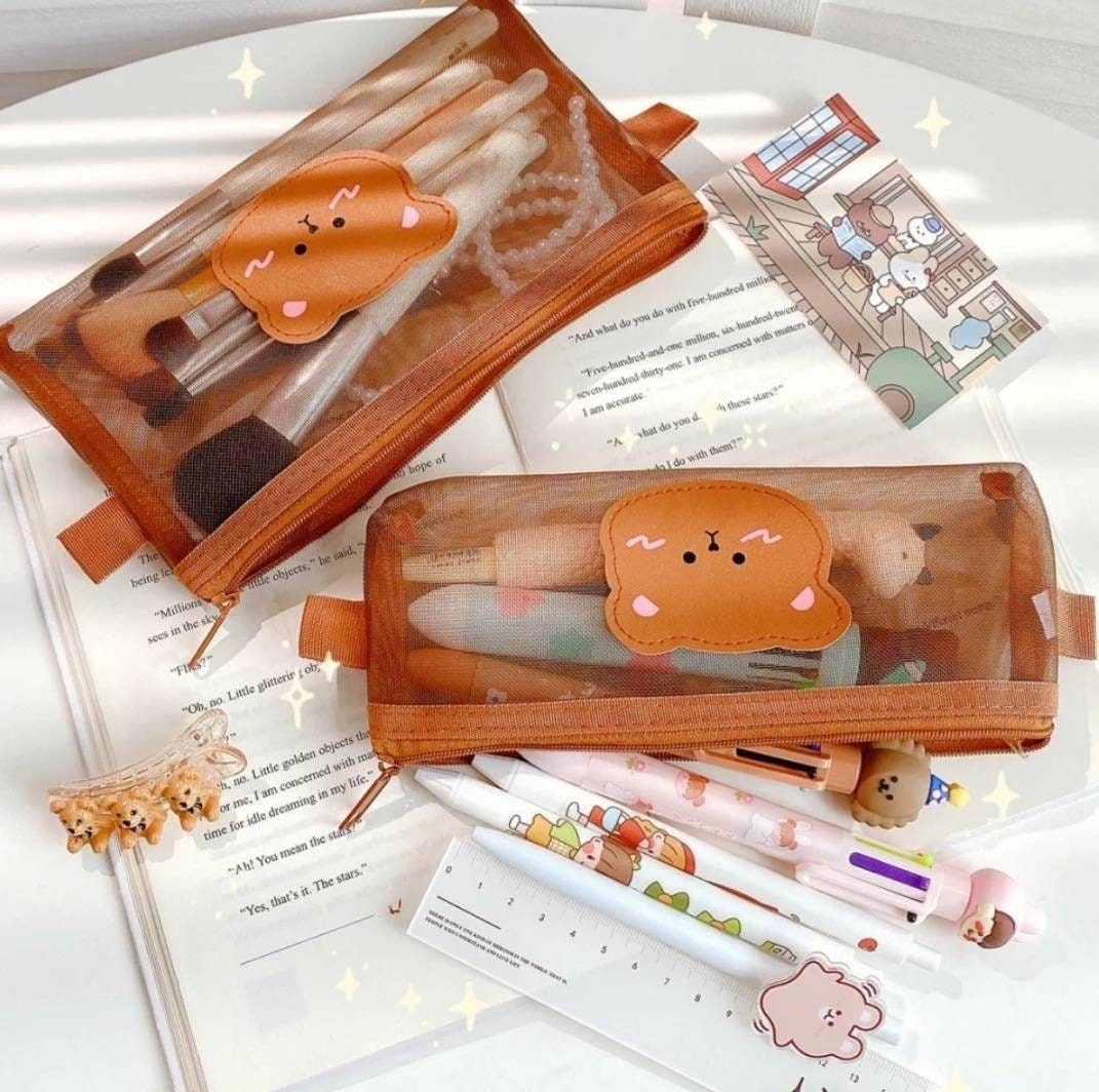 Cute bear pencil case - Choose your size - stationery organiser, office school supply