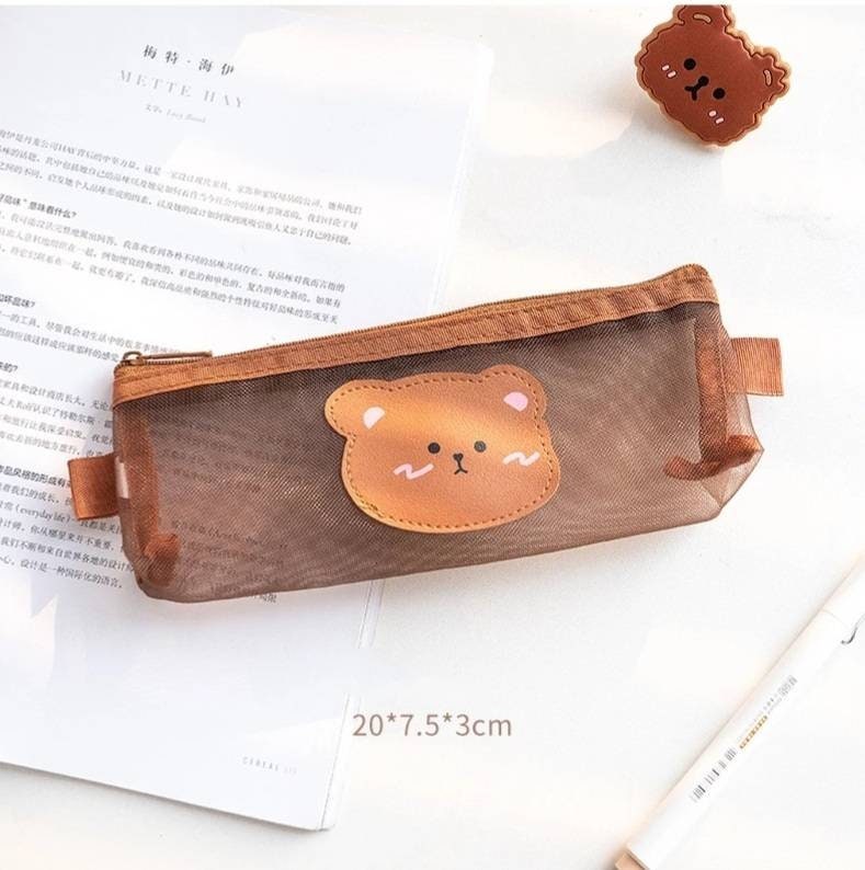 Cute bear pencil case - Choose your size - stationery organiser, office school supply