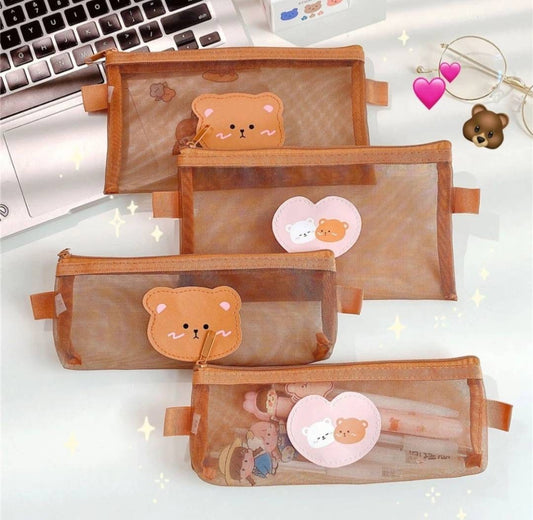Cute bear pencil case - Choose your size - stationery organiser, office school supply