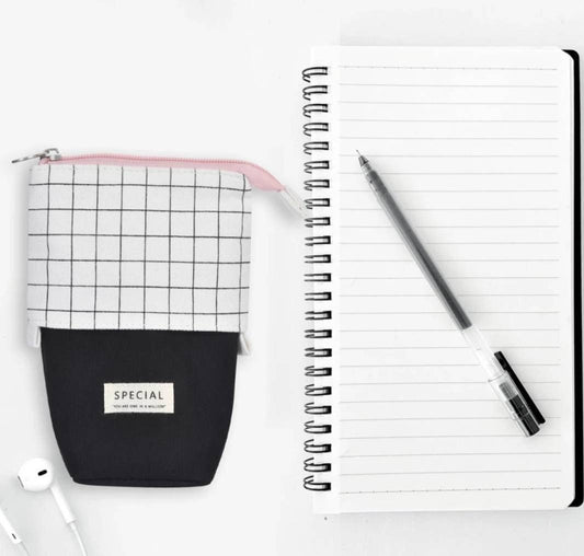 Grid Pop up pencil case, sliding, retractable pencil case - stationery organiser, office school supply