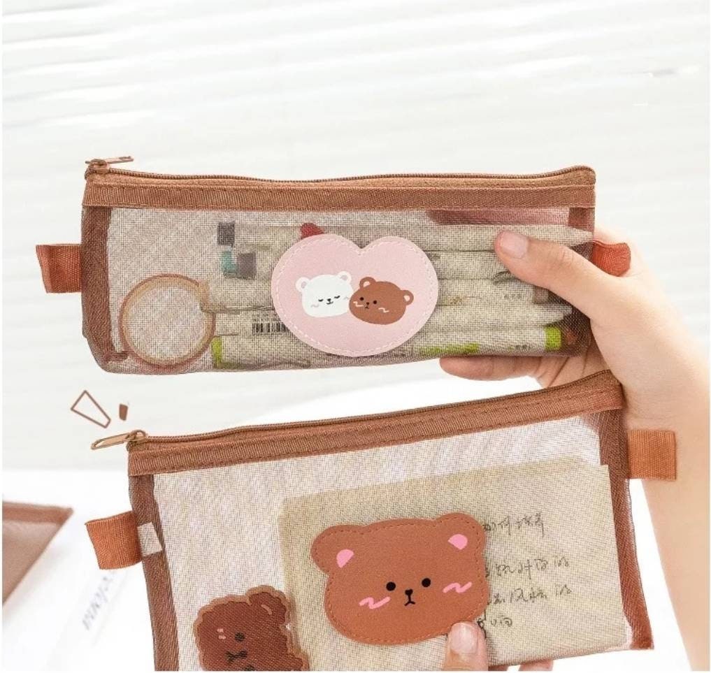 Cute bear pencil case - Choose your size - stationery organiser, office school supply