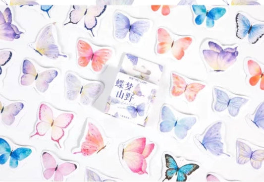 Delicate Butterfly Sticker set - 46 coloured butterflies stickers