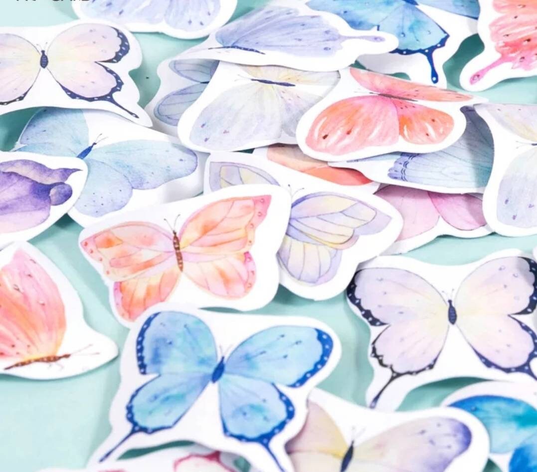 Delicate Butterfly Sticker set - 46 coloured butterflies stickers