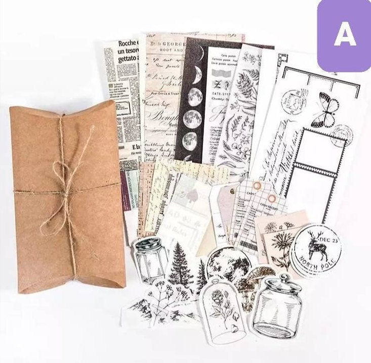 Vintage Scrapbook Journal set - Scrapbook kit - Vintage mixed set - junk journal supplies