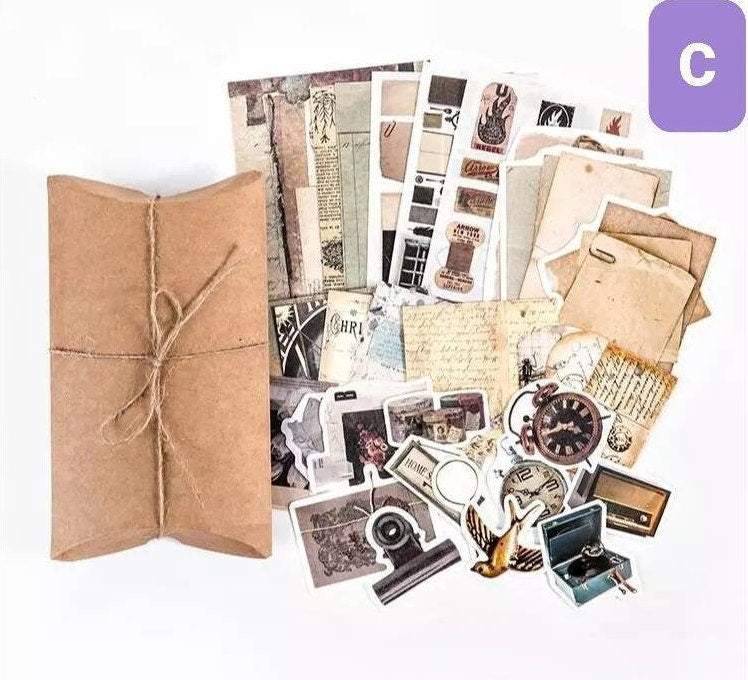 Vintage Scrapbook Journal set - Scrapbook kit - Vintage mixed set - junk journal supplies