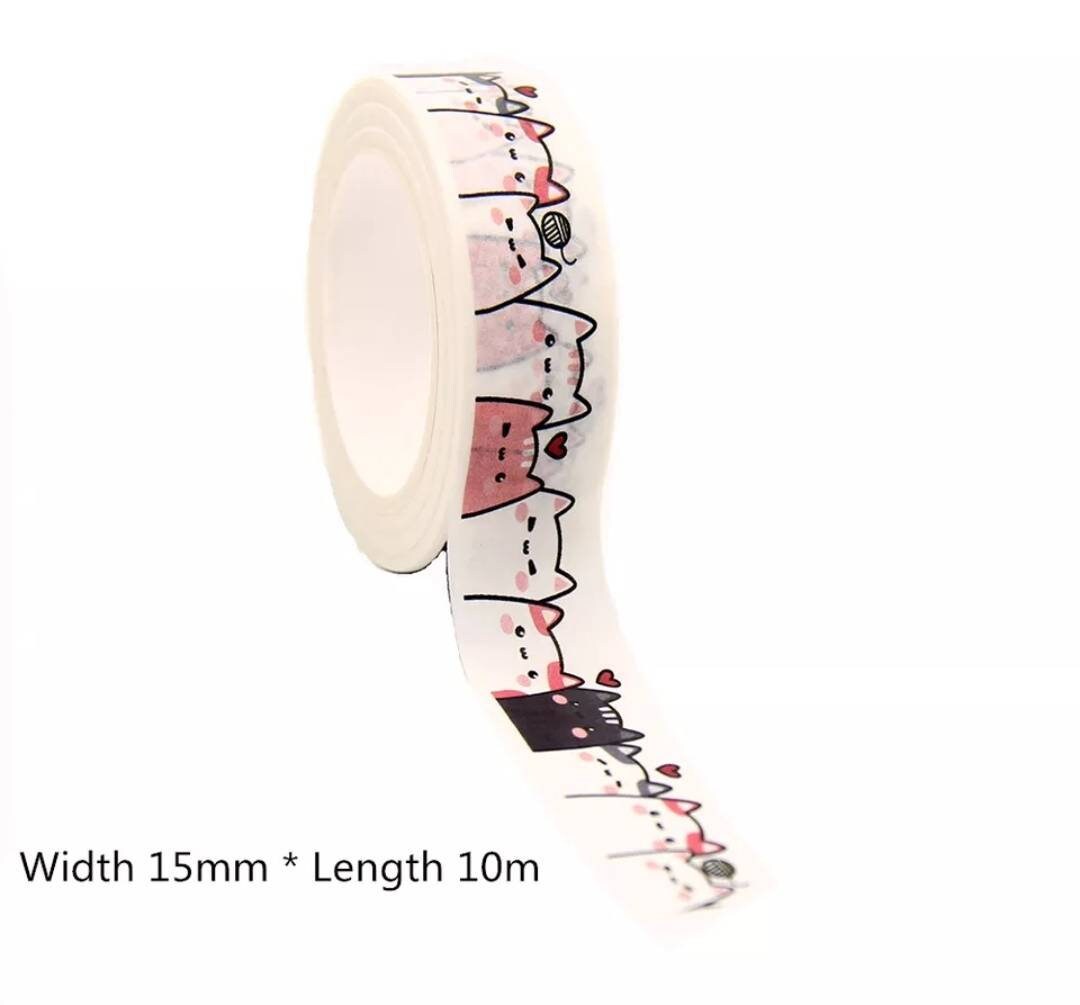 Cute Cats Washi Tape, 15mm x 5m