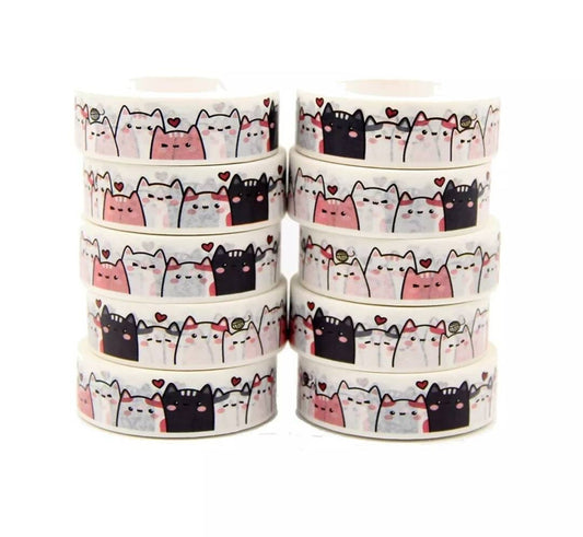 Cute Cats Washi Tape, 15mm x 5m