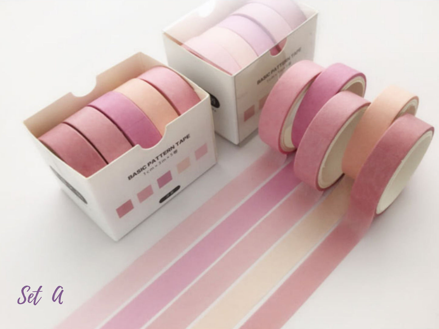 Colourful Thin Washi tape set off 5 - 10 mm x 3 m