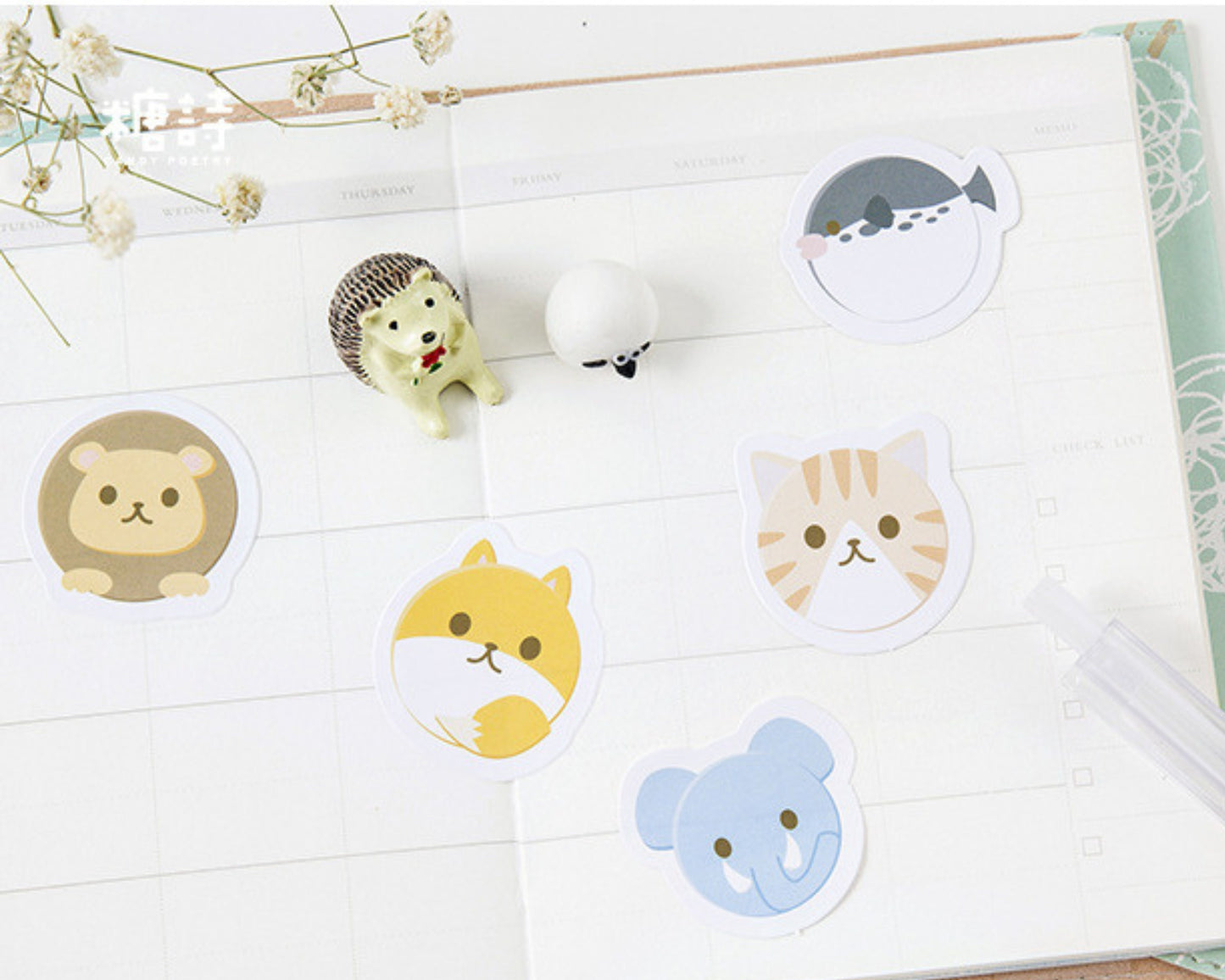 Kawaii animal stickers set