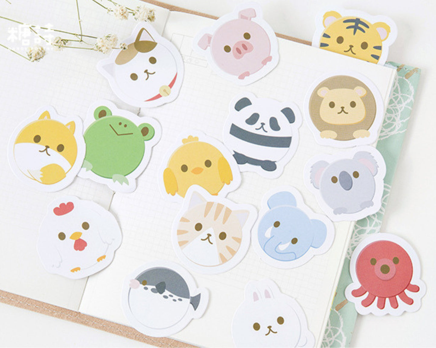 Kawaii animal stickers set