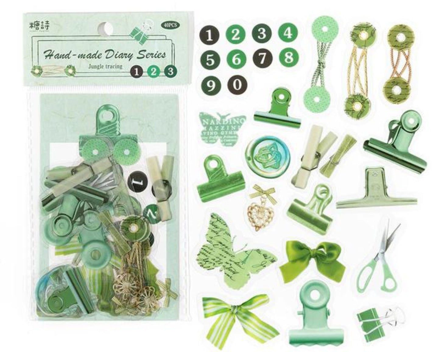 Paper clip, binder clip stickers - 40 PET stickers