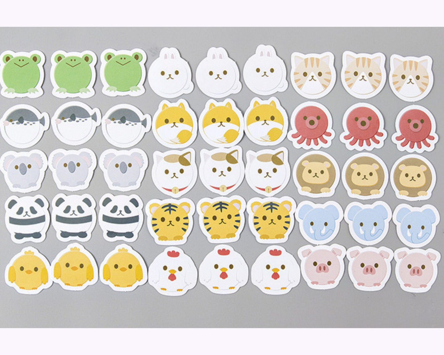 Kawaii animal stickers set