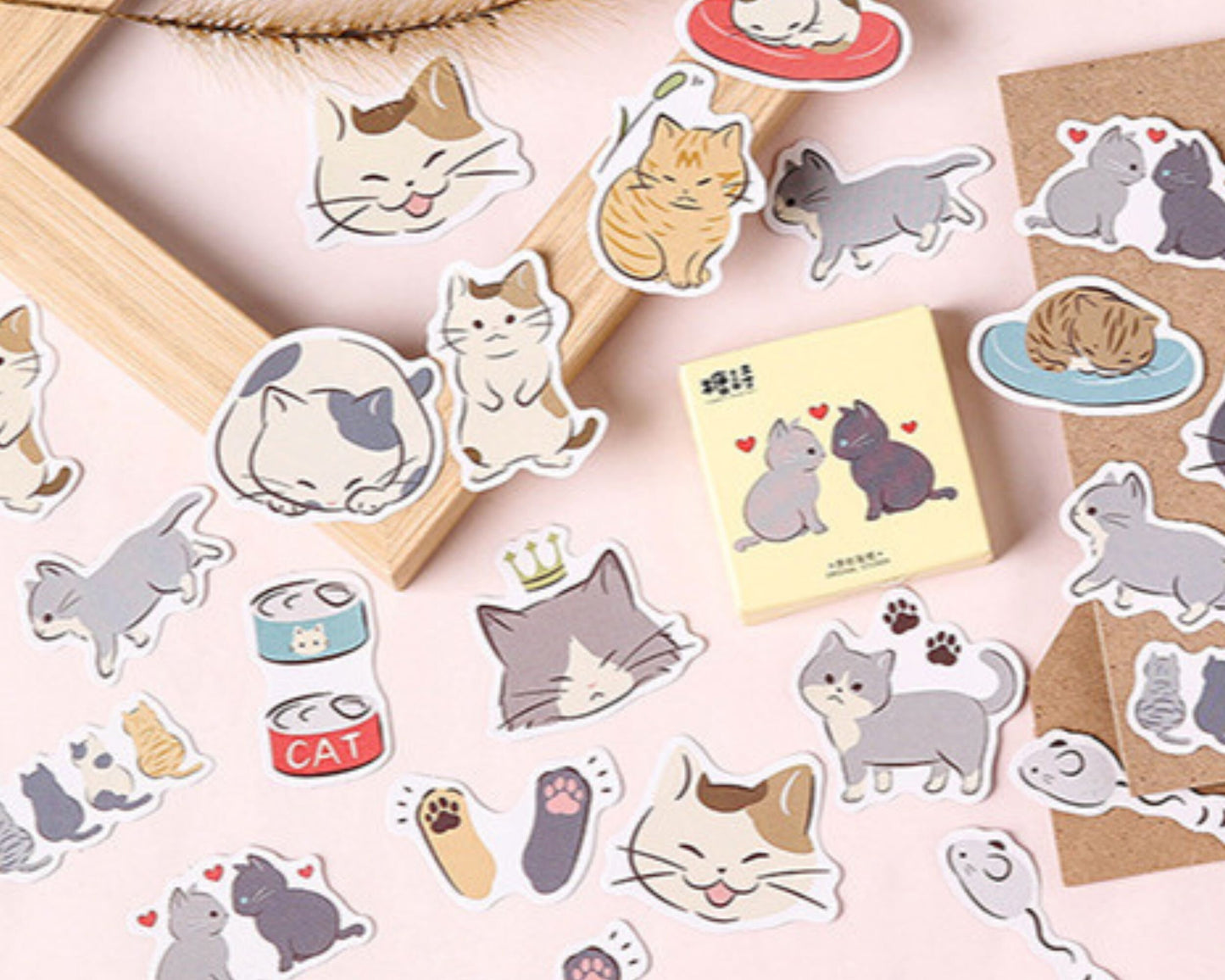 Cute cat life sticker set, kawaii cat sticker pack - 45pcs