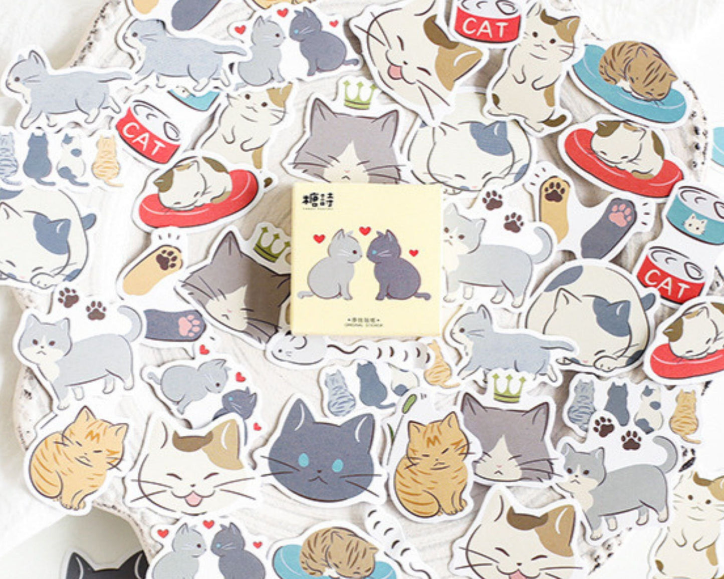 Cute cat life sticker set, kawaii cat sticker pack - 45pcs