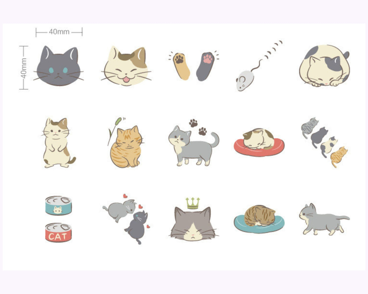 Cute cat life sticker set, kawaii cat sticker pack - 45pcs