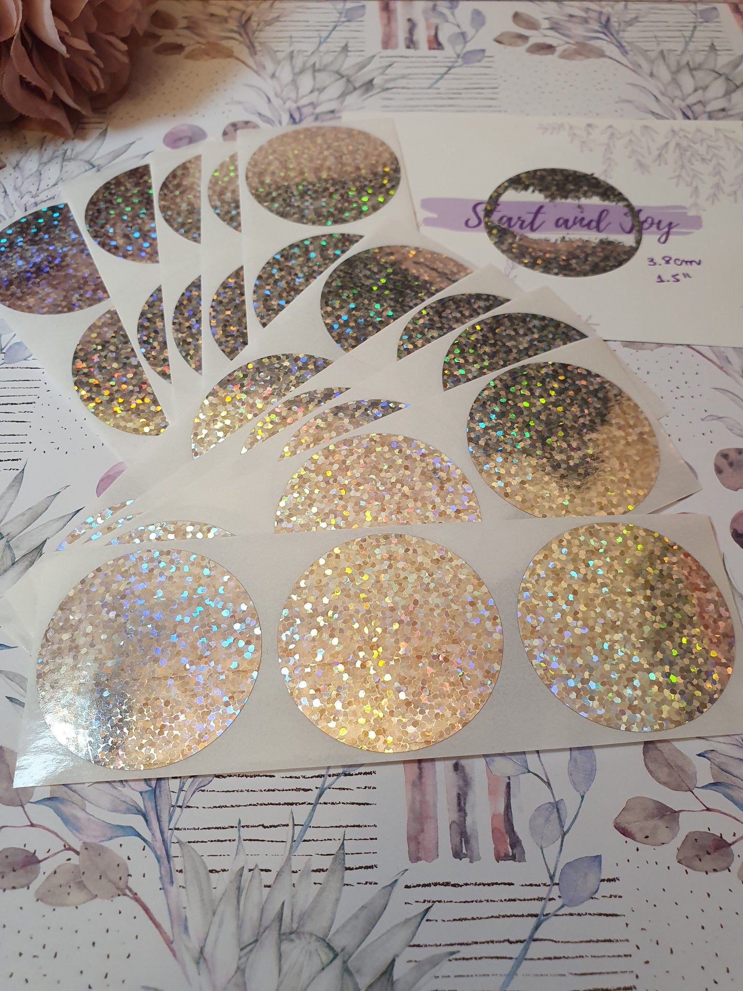 Holographic round Scratch Off Stickers , 3.8 cm - 1.5''