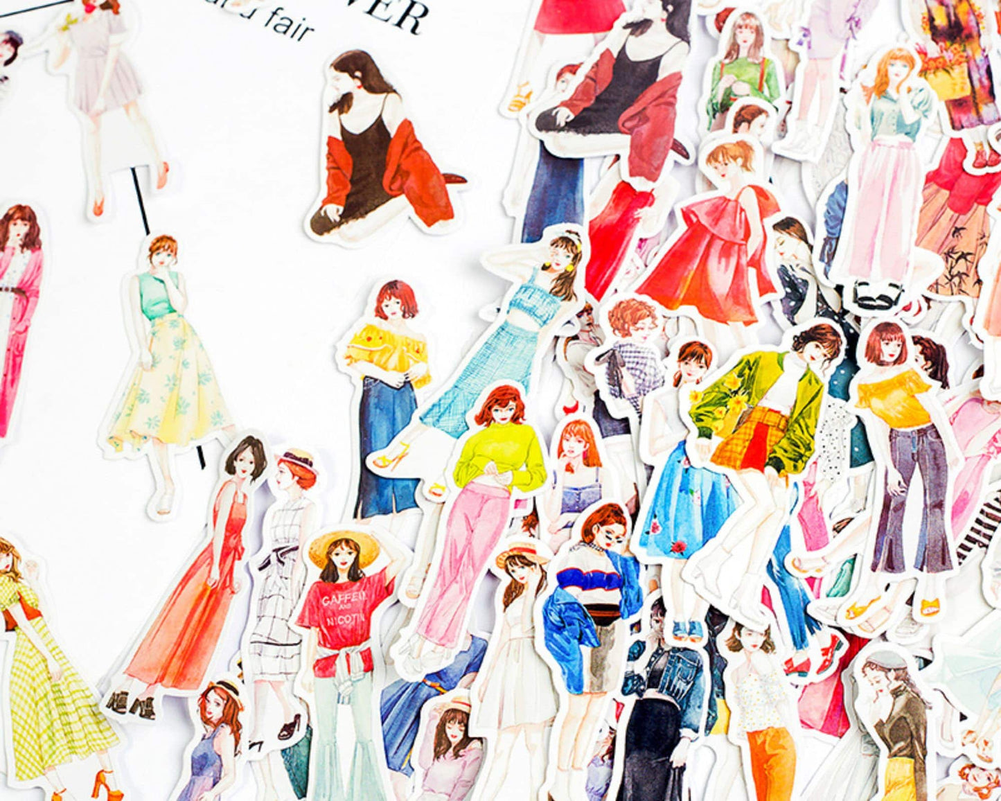 100 Fashion girls, women stickers set