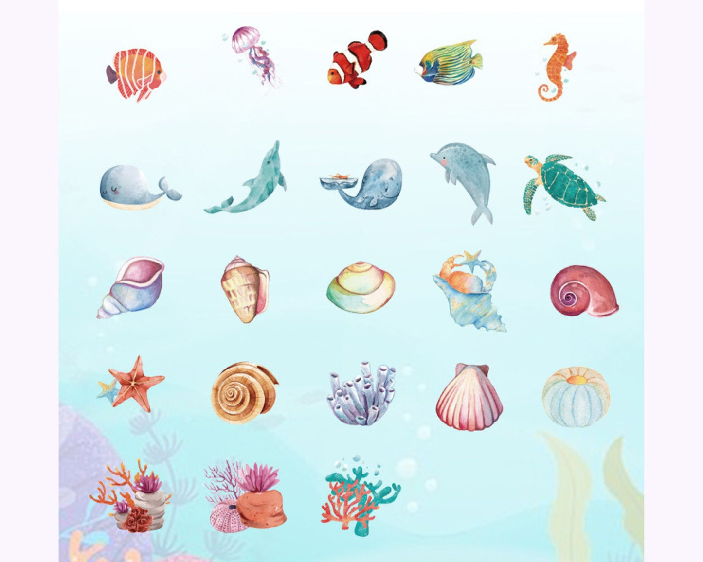 Beautiful sea life sticker pack - 46pcs